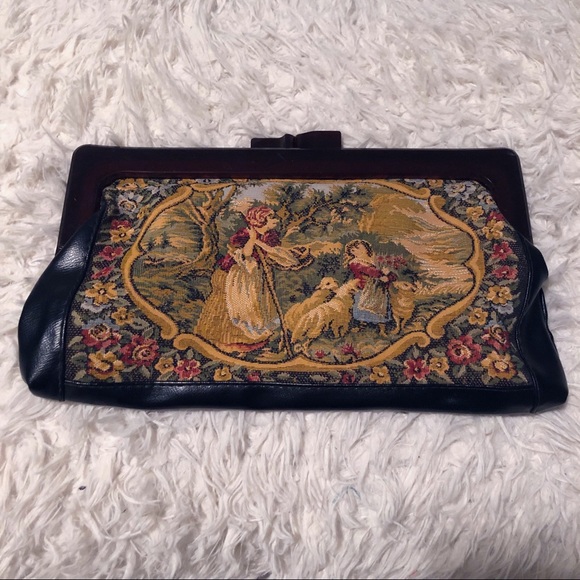 Vintage Handbags - Vintage Victorian Fine Knitted Resin Clutch.